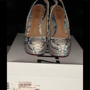 Multicolored Snakeprint Slingbacks. Worn once.
